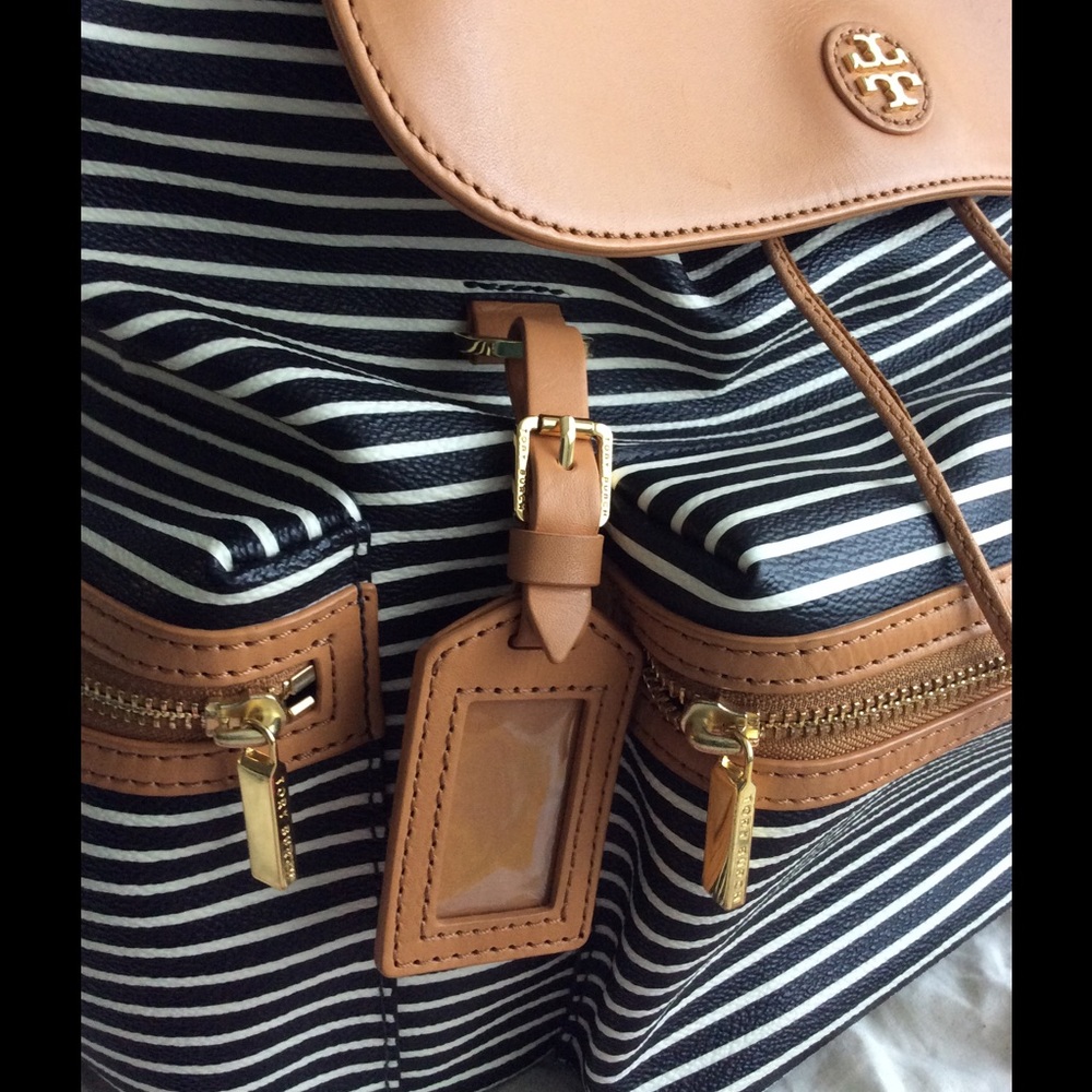 Authentic Tory Burch Striped Backpack - image 3